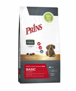 Prins Protection Croque Mini Basic Excellent 10 kg is een complete premium hondenvoeding voor volwassen honden van kleine rassen. Met een kleine krokante brok, prebiotica, probiotica, zalmolie en gewrichtsondersteunende ingrediënten voor een optimale gezondheid en vitaliteit.
