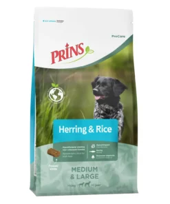 Koop Prins ProCare Herring & Rice 3 kg bij Schuurman Dier & Hengelsport. Premium hondenvoer met haring en rijst voor een gezonde huid, glanzende vacht en optimale conditie. Snel geleverd uit eigen voorraad.