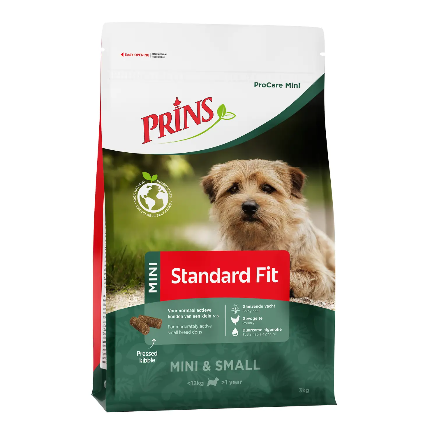 Koop Prins ProCare Mini Standard Fit 3 kg bij Schuurman Dier & Hengelsport. Premium hondenvoer voor kleine volwassen honden met ondersteuning voor spijsvertering, huid, vacht en vitaliteit. Snel geleverd uit eigen voorraad.