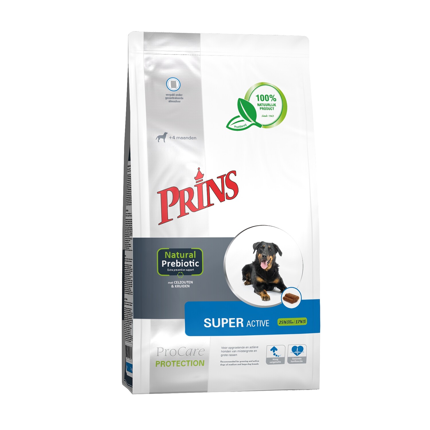 Prins ProCare Protection Super Active 3kg kopen? Geperste hondenvoeding voor actieve volwassen honden met een hoge energiebehoefte. Bestel bij Schuurman.