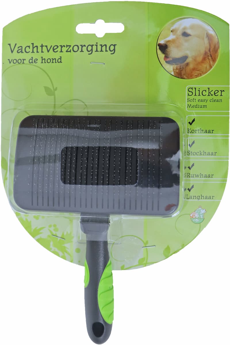 Boon Hondenborstel Slicker Soft Medium kopen? Zachte, handzame slickerborstel voor het verwijderen van losse haren, vuil en beginnende klitten.