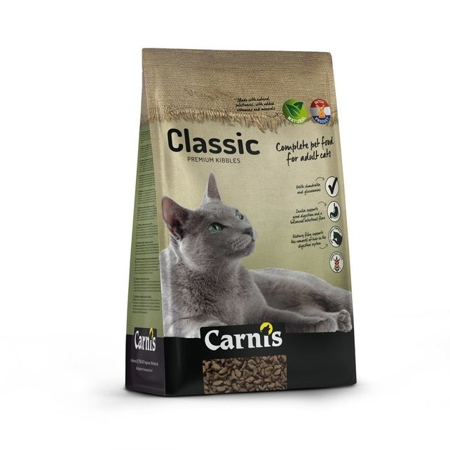 Carnis Kat Droog Classic 2 x 7 kg kopen? Voordeelverpakking met 2 zakken van 7 kg, in totaal 14 kg kattenvoer. Ideaal als voorraad of voor meerdere katten.