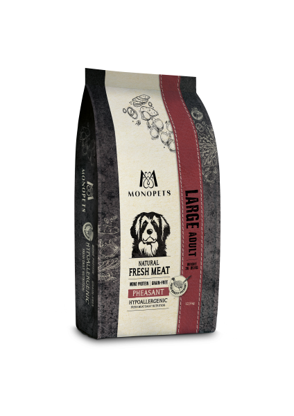 Monopets Fresh Meat Adult Large Pheasant kopen? Graanvrij hondenvoer met fazant, speciaal ontwikkeld voor volwassen honden van grote rassen.