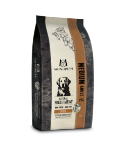Monopets Fresh Meat Adult Medium Deer kopen? Graanvrij hondenvoer met 40% hert, waarvan 30% vers hert. Monoproteïne voor volwassen middelgrote honden