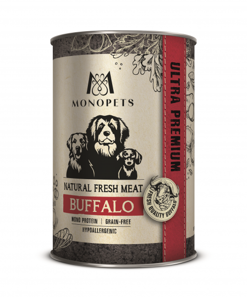 Monopets Fresh Meat Buffalo 400 g kopen? Smakelijk natvoer voor honden met buffel. Praktisch 400 gram blik en ideaal om te variëren met vleessoorten.