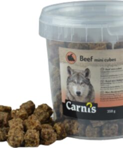 Carnis Mini Trainer Rund 350 gram kopen? Kleine hondensnacks van 100% rund, ideaal voor training en beloning. Bestel bij Schuurman Dier & Hengelsport.