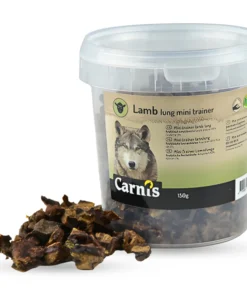 Carnis Mini Trainer Lamslong 150 gram kopen? Kleine hondensnacks van 100% lam, ideaal voor training en beloning. Bestel bij Schuurman Dier & Hengelsport.