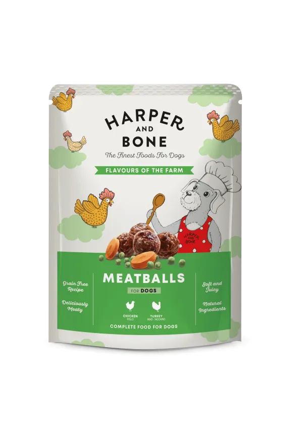 Harper & Bone Flavours of the Farm Meat Balls 300 gram kopen? Smakelijke vleesballetjes voor honden, ideaal als beloning of tussendoortje. Bestel bij Schuurman.