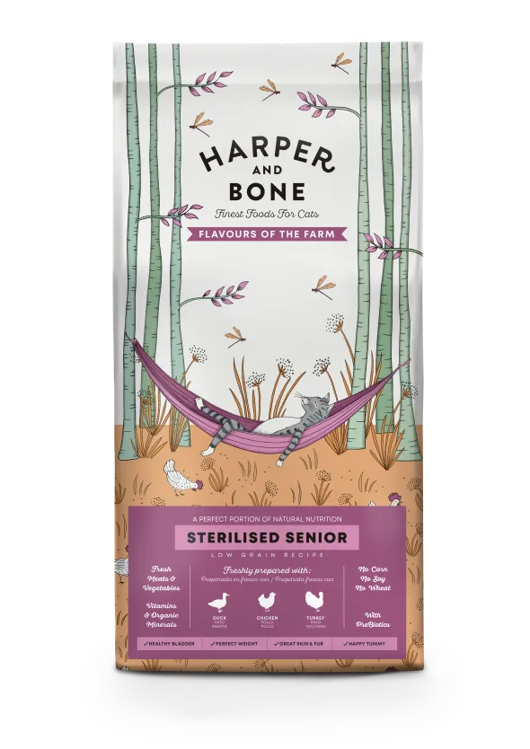Harper & Bone Flavours of the Farm Senior Sterilised 2 kg kopen? Graanvrij kattenvoer met dierlijke eiwitten en verlaagd vetgehalte. Bestel bij Schuurman.