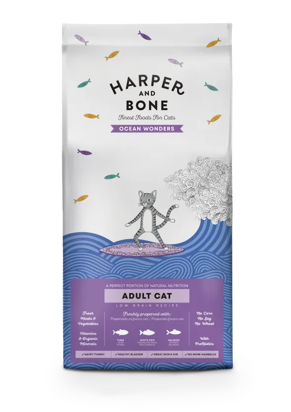 Harper & Bone Ocean Wonders Adult 2 kg kopen? Kattenvoer met visgerichte smaak voor volwassen katten. Handige verpakking, bestel bij Schuurman.