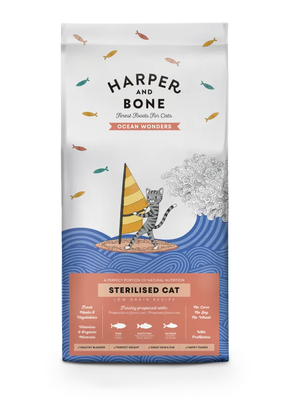 Harper & Bone Ocean Wonders Sterilised 2 kg kopen? Visgericht kattenvoer voor volwassen gesteriliseerde katten. Handige verpakking, bestel bij Schuurman.