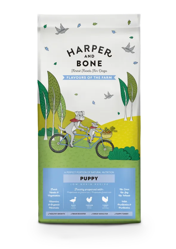 Harper & Bone Flavours of the Farm Puppy All Breeds 2 kg kopen? Complete puppybrokken voor opgroeiende honden. Handige 2 kg-verpakking bij Schuurman.