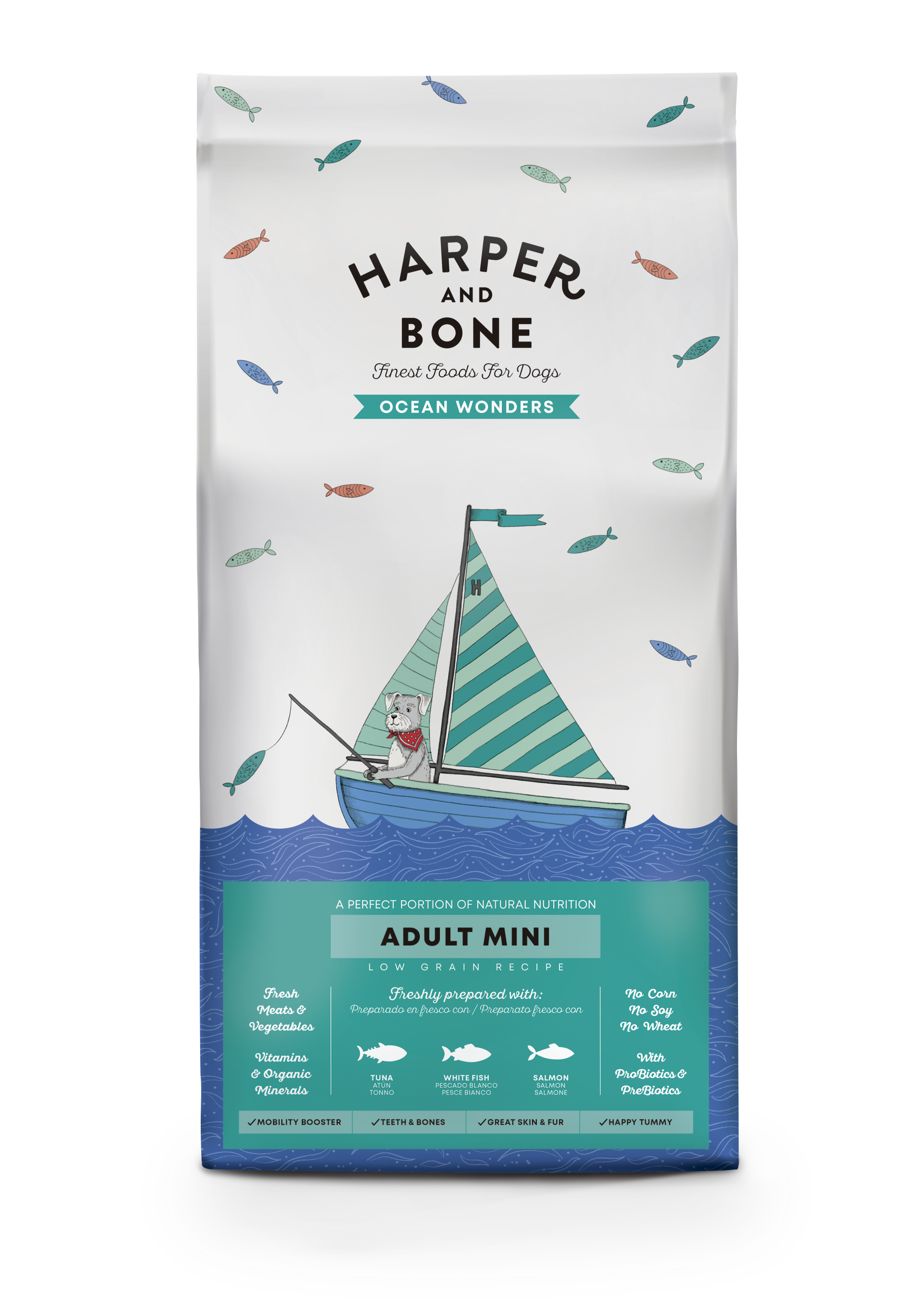 Harper & Bone Ocean Wonders Adult Mini 2 kg kopen? Complete hondenbrokken met vis voor kleine volwassen honden. Handig om te proberen. Bestel bij Schuurman.
